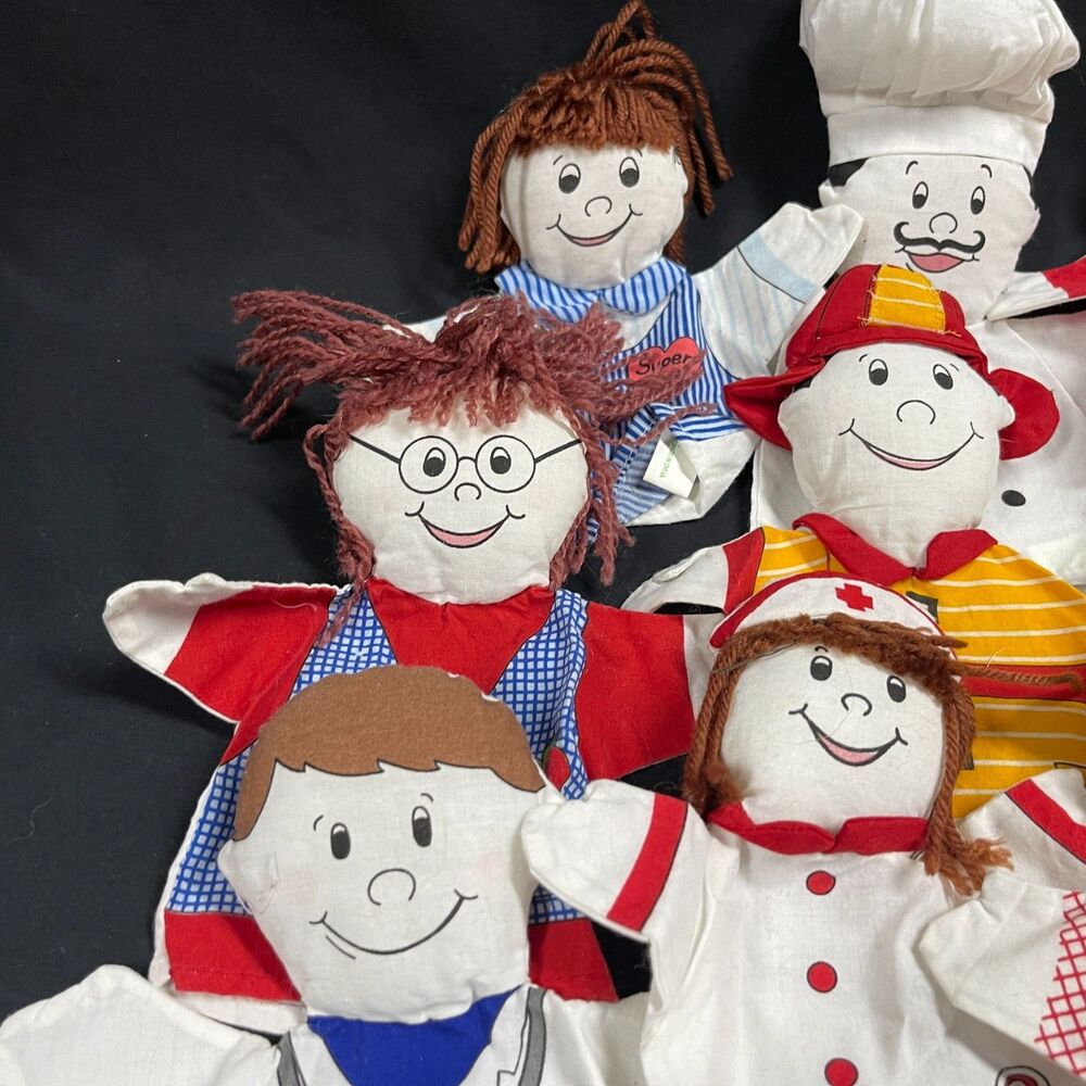 Hand Puppets Lot of 12 Towns People Teach Nurse Chef Baby - Picture 2 of 8